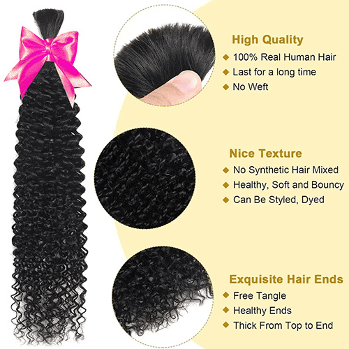 Natural Black Curly Bulk Human Hair Bulk for Braiding Brazilian Human Hair Bulk No Weft 12 3